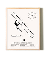 Litchfield Municipal Airport framed wall art in white frame