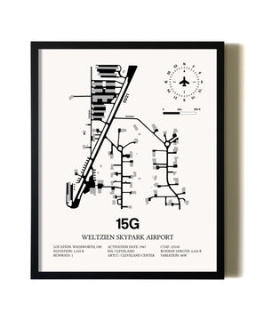 Framed Weltzien Skypark Airport wall art poster in black frame
