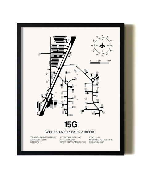 Framed Weltzien Skypark Airport wall art poster in black frame