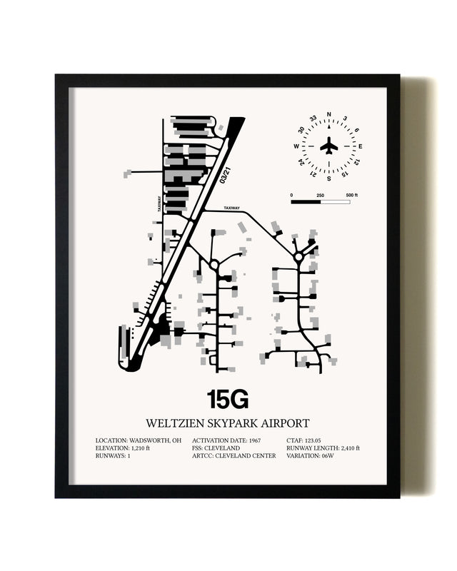 Framed Weltzien Skypark Airport wall art poster in black frame