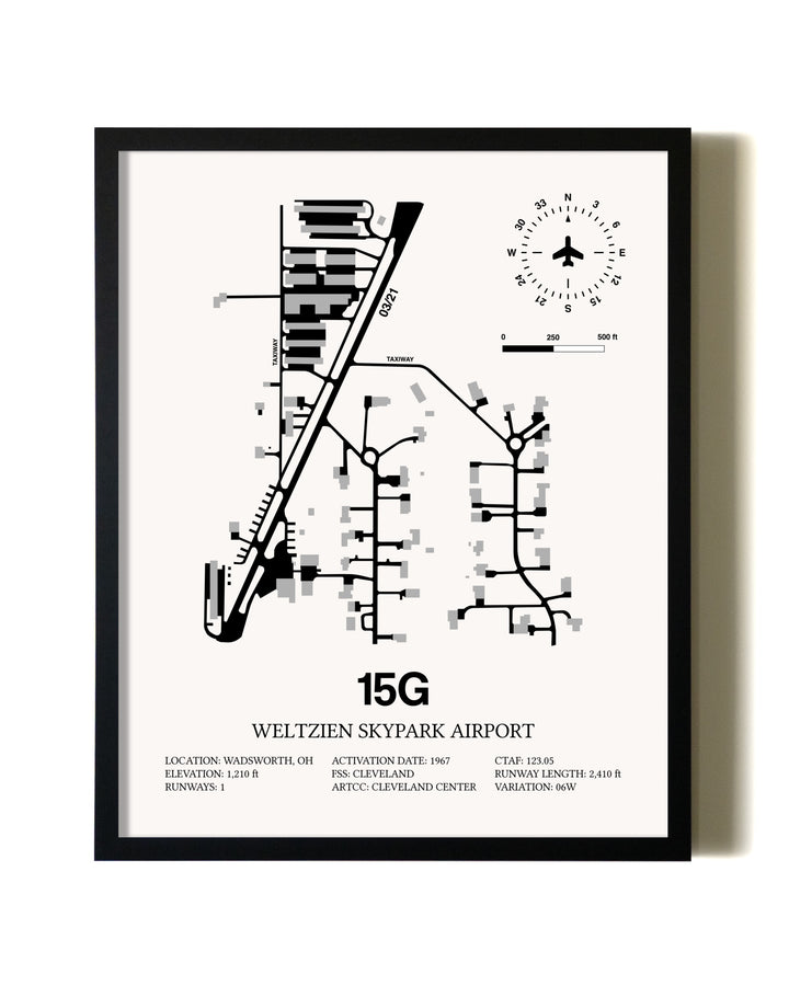 Framed Weltzien Skypark Airport wall art poster in black frame