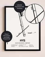 Framed Hays Regional Airport layout wall art poster