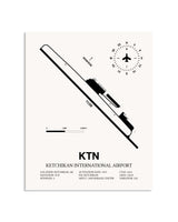 Gray Ketchikan International Airport framed poster displayed in an airplane hangar