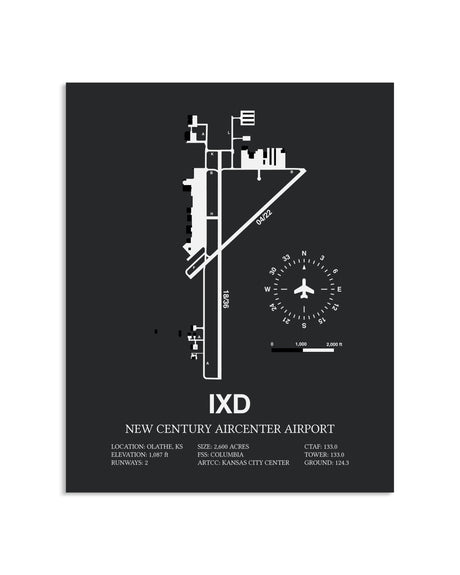 Gray Framed New Century Aircenter Airport layout wall art poster