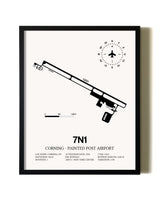Framed Corning - Painted Post Airport wall art poster in black frame