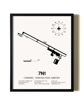 Framed Corning - Painted Post Airport wall art poster in black frame
