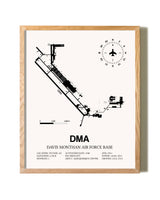 Davis Monthan Air Force Base framed print in natural wood frame
