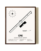 Grand Strand Airport aviation print in walnut frame