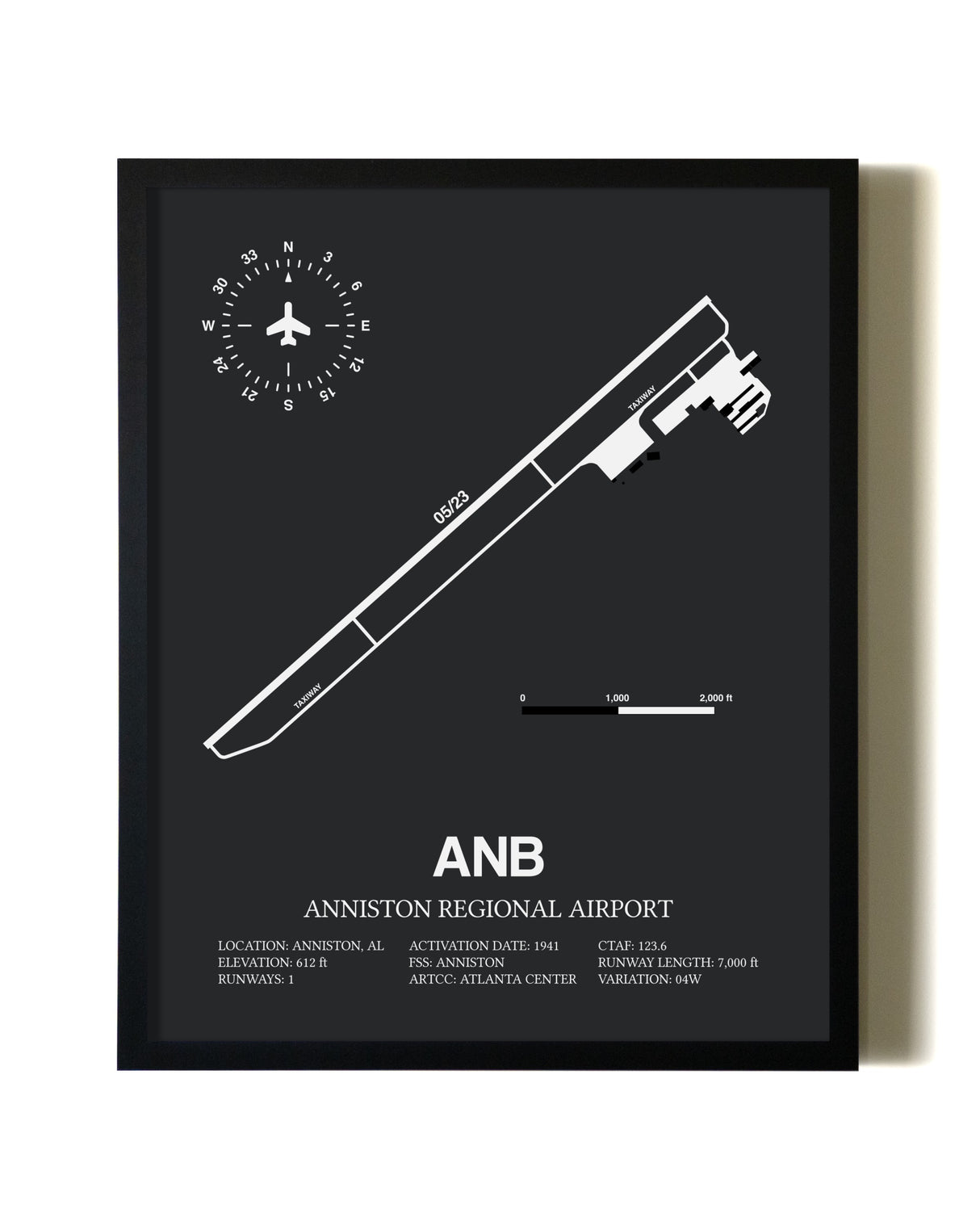 Unframed Anniston Regional Airport map print poster