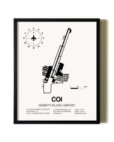 Framed Merritt Island Airport wall art poster in black frame