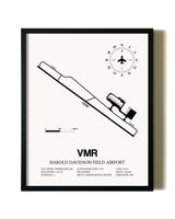Framed Harold Davidson Field Airport wall art poster in black frame