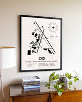 Conroe / North Houston Regional Airport aviation wall décor in black wood frame