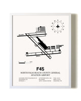 North Palm Beach County General Aviation Airport airport map poster in oak frame
