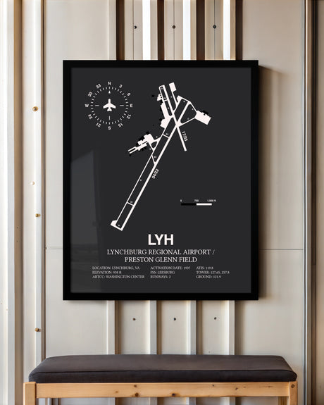 Frame color options for Lynchburg Regional Airport / Preston Glenn Field Wall Art