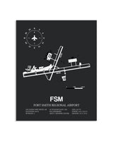 Gray Framed Fort Smith Regional Airport layout wall art poster