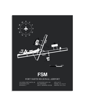 Gray Framed Fort Smith Regional Airport layout wall art poster