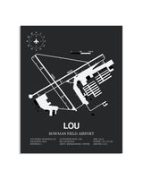 Gray Framed Bowman Field Airport layout wall art poster