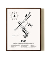 Northeast Philadelphia Airport aviation print in walnut frame