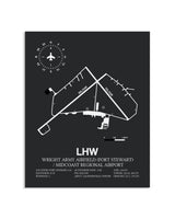 Gray Framed Wright Army Airfield (Fort Stewart) / Midcoast Regional Airport layout wall art poster