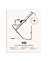 Gray Williston Regional Airport framed poster displayed in an airplane hangar