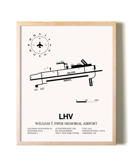 William T. Piper Memorial Airport framed wall art in white frame