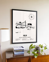 Helena Regional Airport aviation wall décor in black wood frame