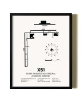 Framed Miami Homestead General Aviation Airport wall art poster in black frame