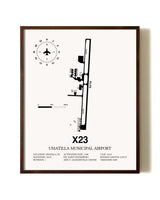 Umatilla Municipal Airport aviation print in walnut frame