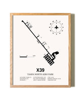 Tampa North Aero Park framed print in natural wood frame