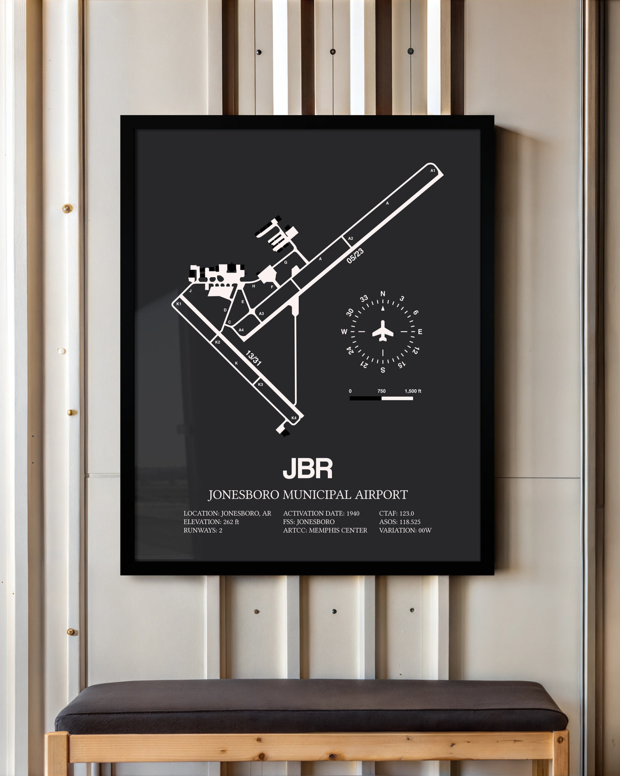 Frame color options for Jonesboro Municipal Airport Wall Art