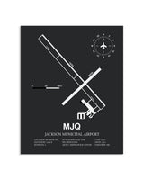 Gray Framed Jackson Municipal Airport layout wall art poster