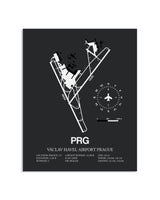 Gray Framed Vaclav Havel Airport Prague layout wall art poster