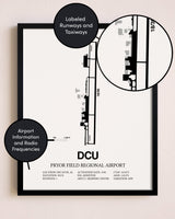 Framed Pryor Field Regional Airport layout wall art poster