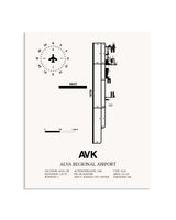 Gray Alva Regional Airport framed poster displayed in an airplane hangar