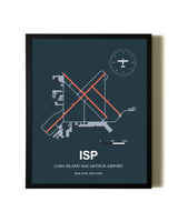 Slate Framed Long Island Mac Arthur Airport wall art poster in black frame