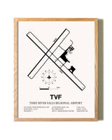 Thief River Falls Regional Airport framed print in natural wood frame
