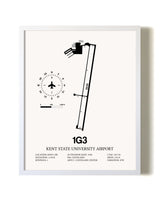 Kent State University Airport airport map poster in oak frame