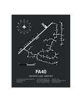 Gray Framed Hidden Lake Airport layout wall art poster