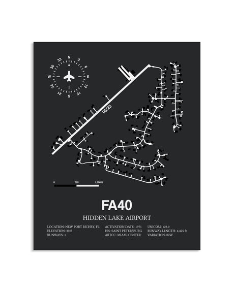 Gray Framed Hidden Lake Airport layout wall art poster
