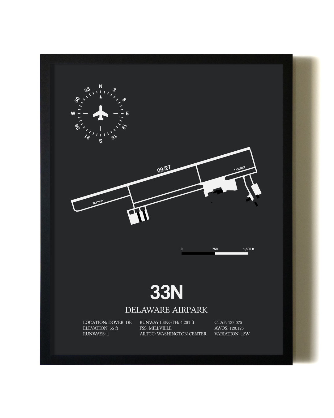 Unframed Delaware Airpark map print poster