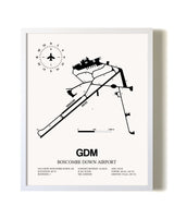 Boscombe Down Airport airport map poster in oak frame