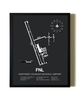 Unframed Northern Colorado Regional Airport map print poster
