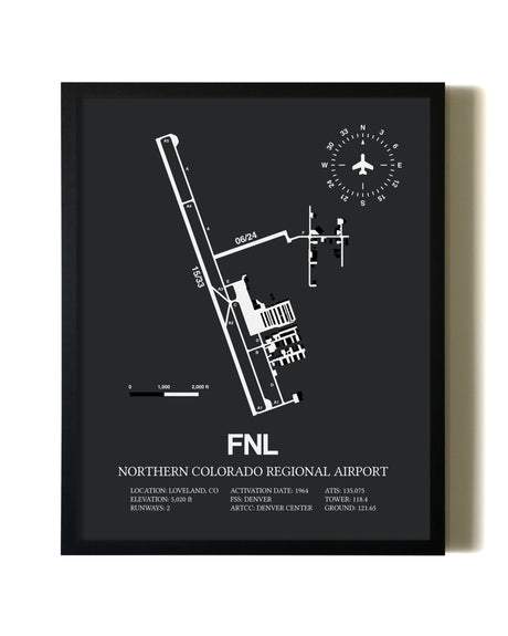 Unframed Northern Colorado Regional Airport map print poster