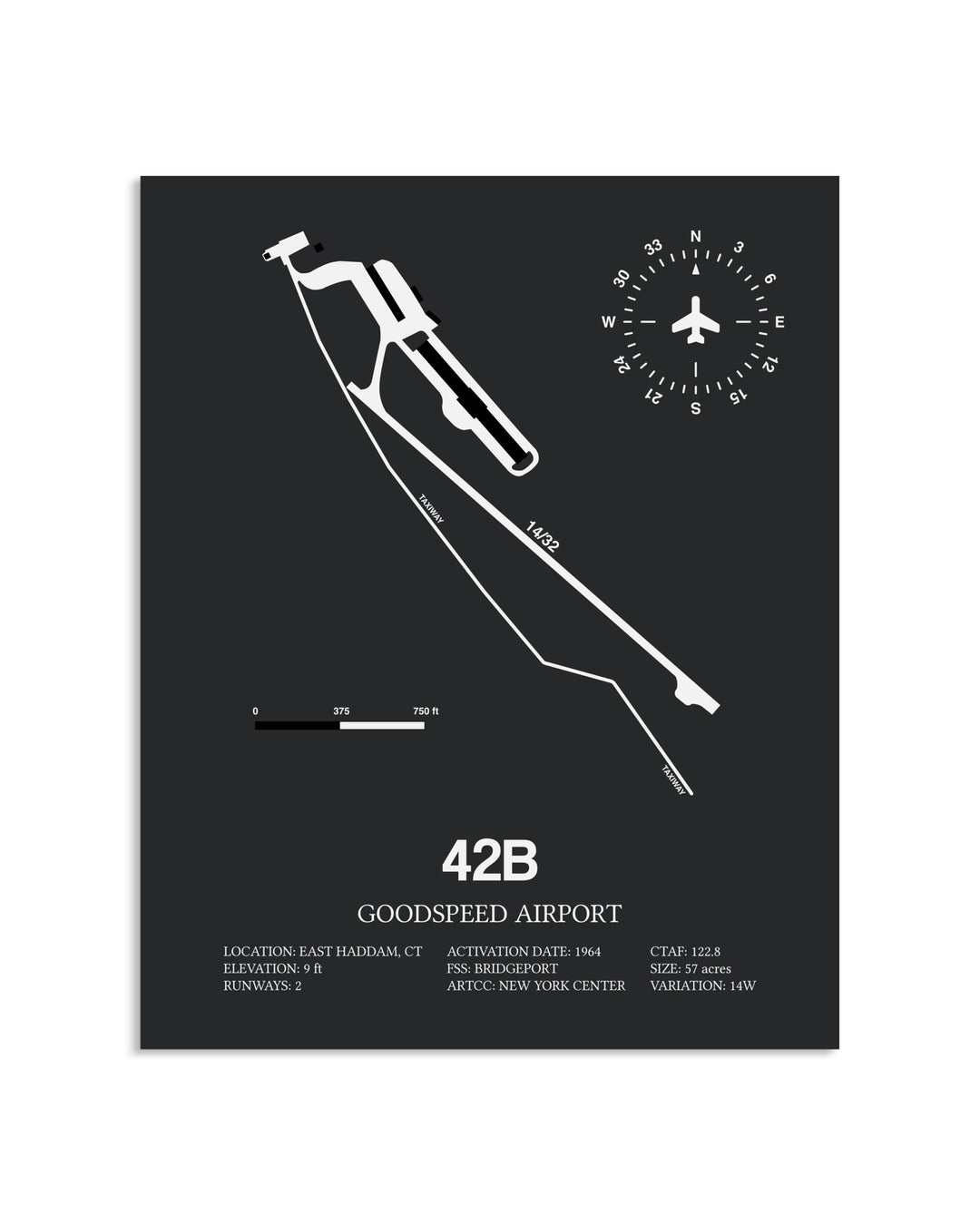 Gray Framed Goodspeed Airport layout wall art poster