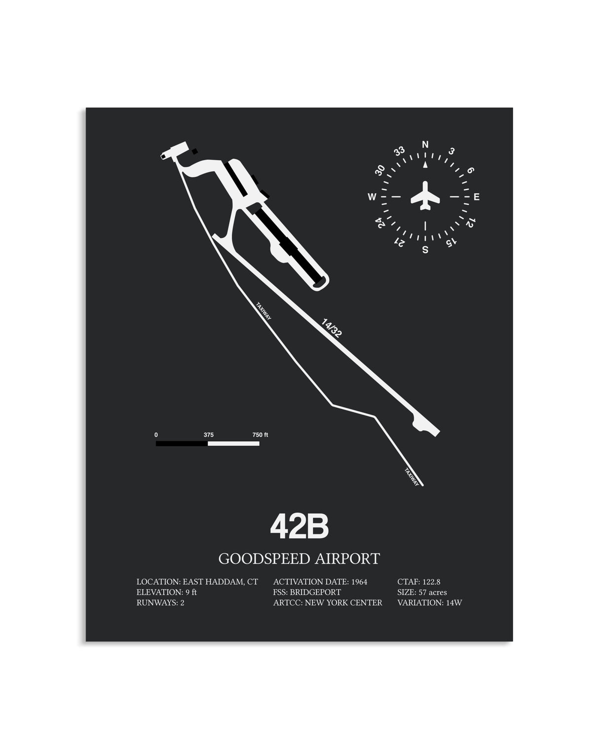Gray Framed Goodspeed Airport layout wall art poster