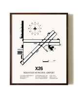 Sebastian Municipal Airport aviation print in walnut frame