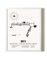 Brooksville-Tampa Bay Regional Airport airport map poster in oak frame