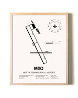 Monticello Regional Airport framed wall art in white frame