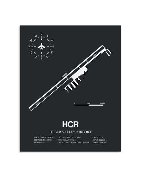 Gray Framed Heber Valley Airport layout wall art poster