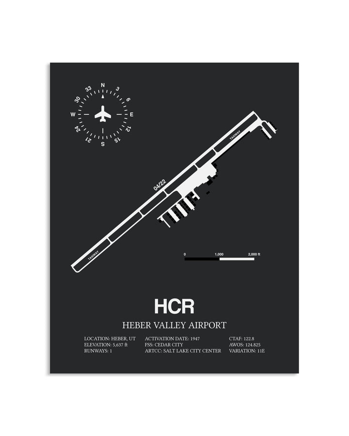 Gray Framed Heber Valley Airport layout wall art poster